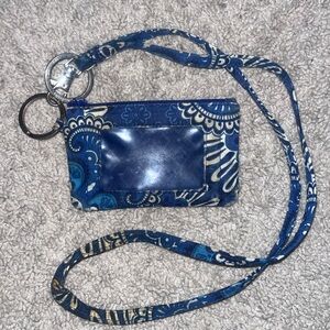 Vera Bradley Blue Island Medallion Pattern ID Holder w/ Lanyard